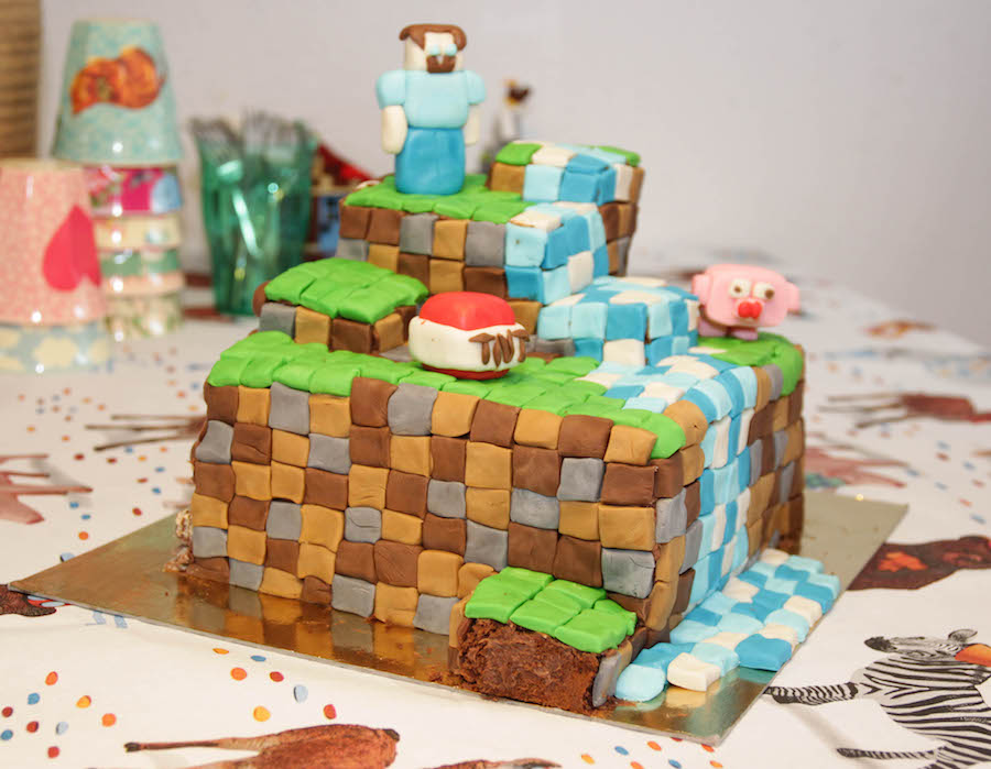 Minecraft taart, kinderverjaardag jongen, 6 jaar, cake, birthday cake boy, minecraft cake, chocolade taart