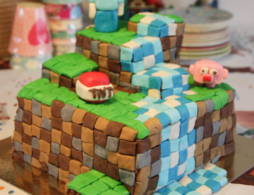 minecraft taart, taart jongen, kinderverjaardag, birthday cake, chocolade taart