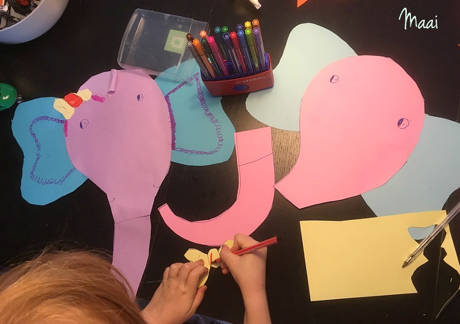 olifantjes knutselen van papier, knutselen met kinderen, crafts for kids, knutselen met papier,