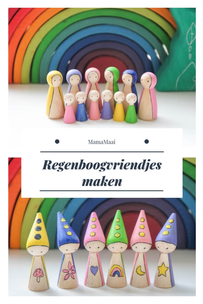 diy regenboogvriendjes, houten regenboog Grimm's, pegdolls verven, houten speelgoed zelf maken