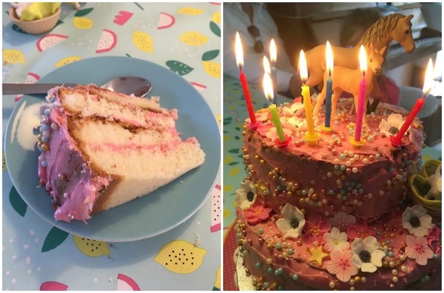 paardentaart, roze verjaardagstaart meisje 8 jaar, birthday cake,